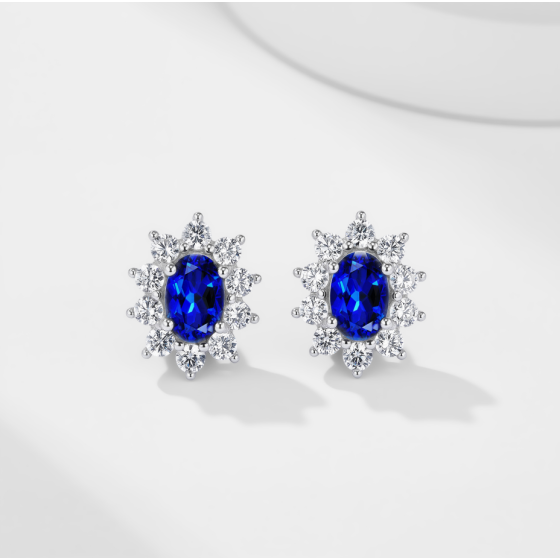 Ice Blue Flame Stud Earrings