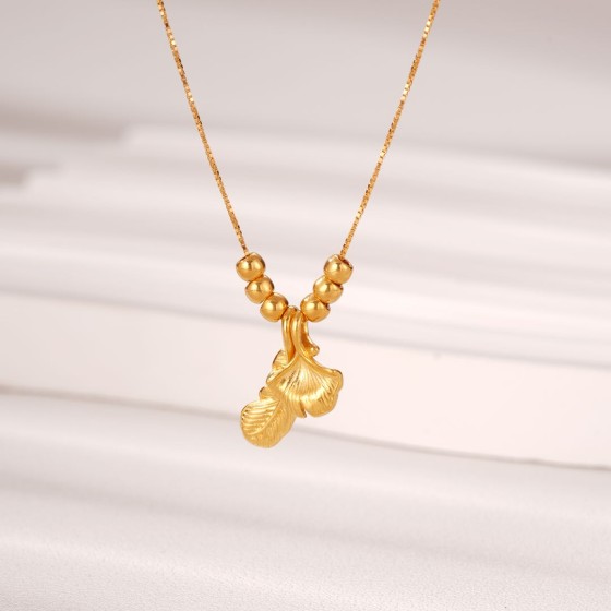Apricot Feather Radiance 999 Solid Gold Pendant